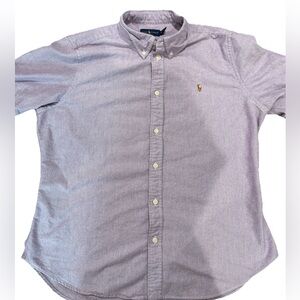 Ralph Lauren 100% Cotton Muted Light Purple Short Sleeve Dress Shirt Size Men XL